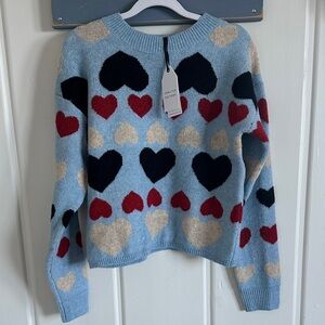 English Factory Multicolor Heart Sweater NWT